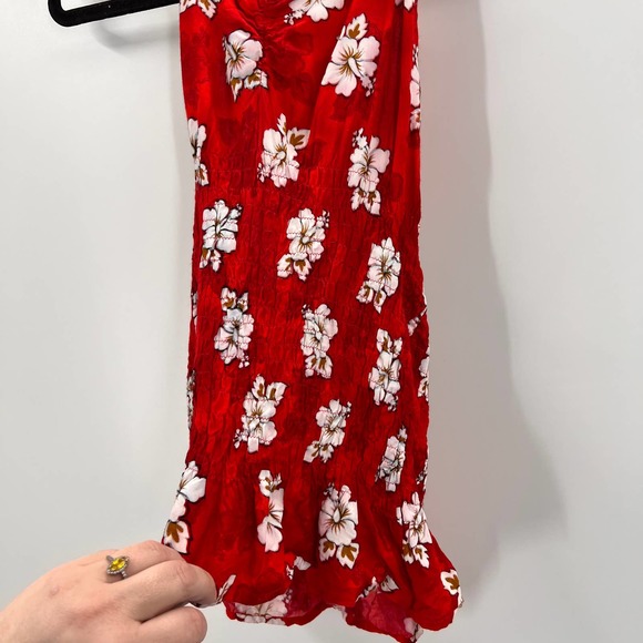 Vintage Aloha Hibiscus Floral Hawiian Red White Halter Top Fitted Small-Medium - Picture 4 of 9